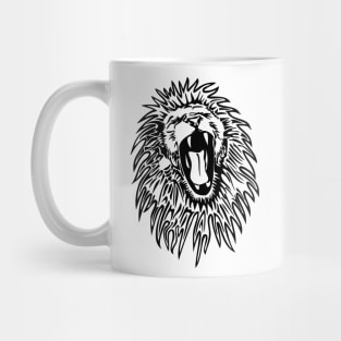 Roaring Lion Face Art Silhouette Drawing Mug